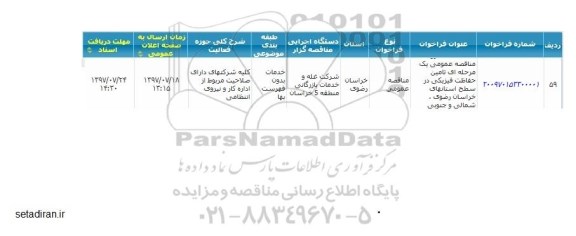 اگهی مناقصه , مناقصه تامین حفاظت فیزیکی در سطح استان