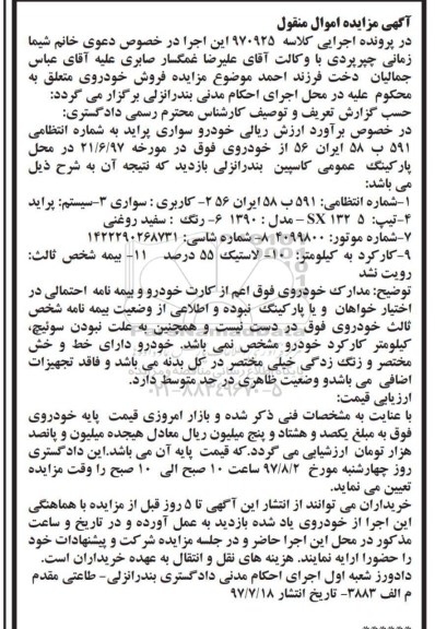 مزایده خودرو سواری پراید