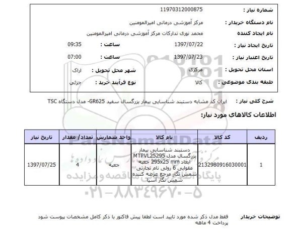 استعلام, دستبند شناسایی بیمار بزرگسال