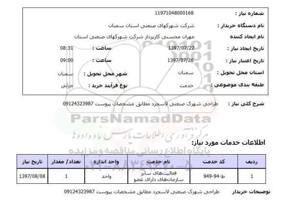 استعلام, طراحی شهرک صنعتی