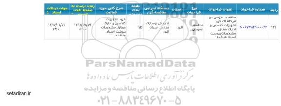 مناقصه خرید تجهیزات کلاسی و اداری