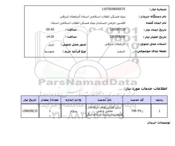 استعلام , استعلام سایر فعالیت های حرفه ای...