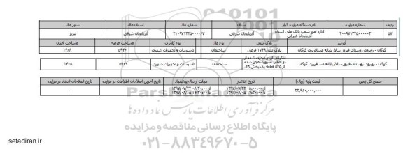 مزایده,مزایده ساختمان مساحت عرصه 5940متر