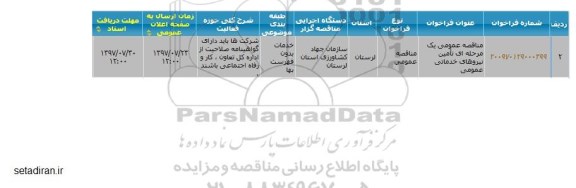 مناقصه عمومی 1 مرحله ای تامین نیروهای خدماتی عمومی