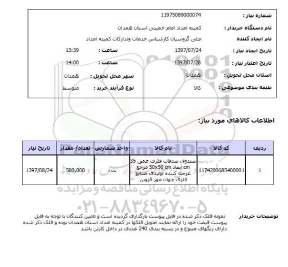 استعلام, صندوق صدقات فلزی