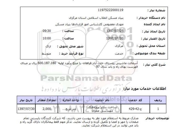 استعلام; استعلام آسفالت ماشینی روستا...