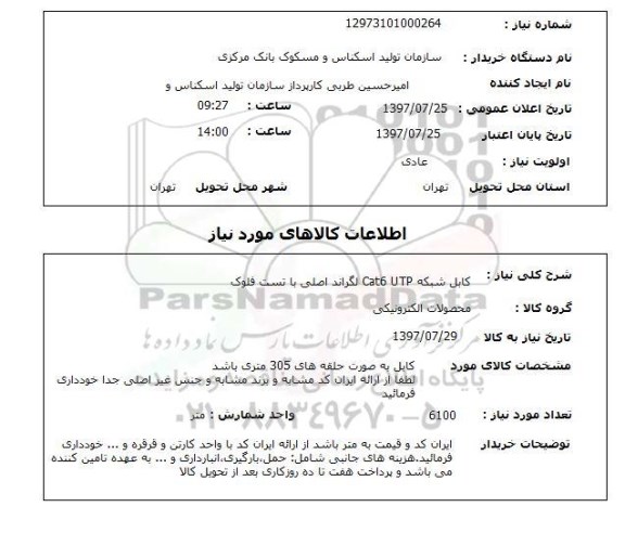 استعلام, استعلام کابل شبکه