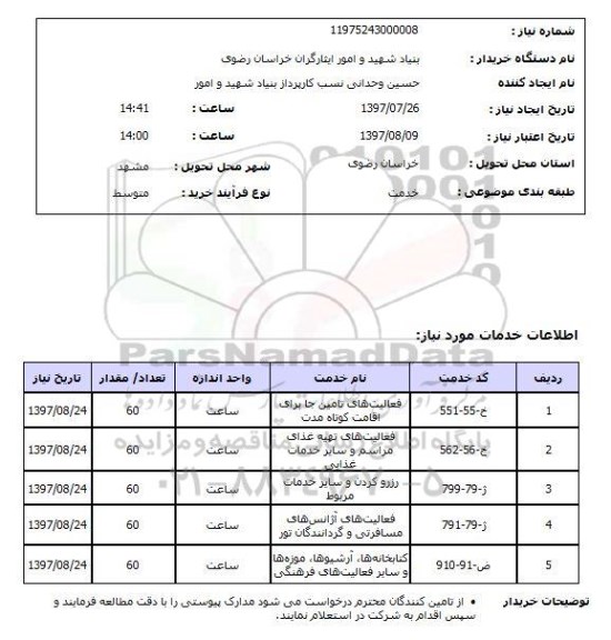 استعلام , استعلام فعالیت های تامین جا  ...