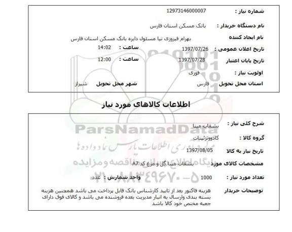 استعلام, بشقاب مینا 