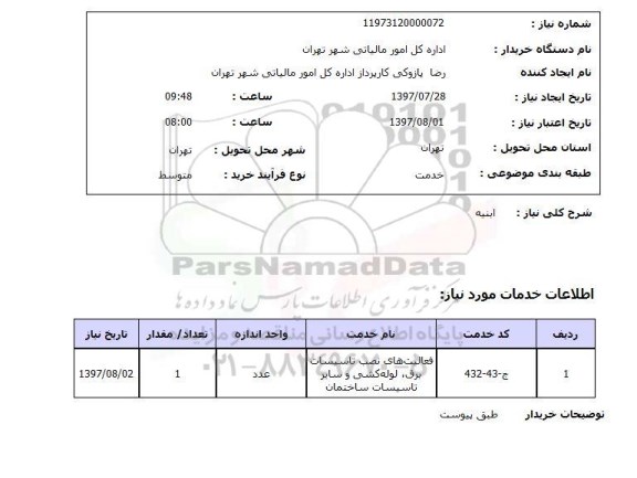 استعلام, استعلام ابنیه