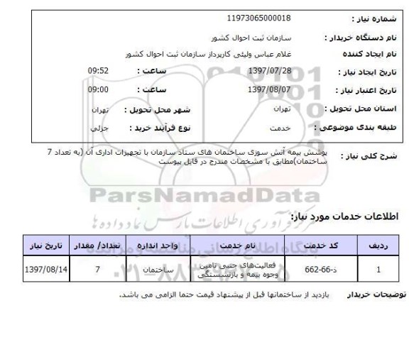 استعلام, استعلام پوشش بیمه آتش سوزی ساختمان...