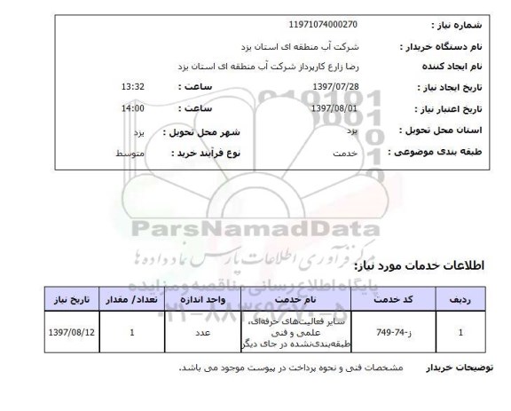 استعلام , استعلام سایر فعالیت های حرفه ای ....