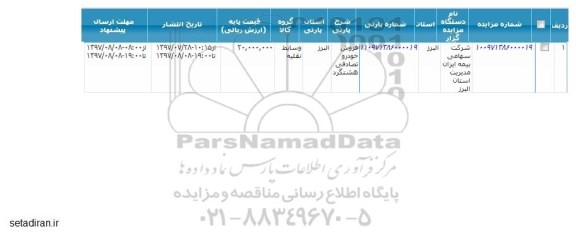 مزایده, مزایده فروش خودرو تصادفی