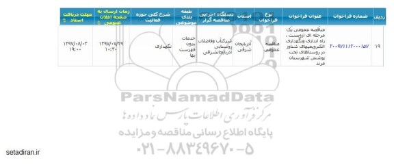 مناقصه بازو بست راه اندازی و نگهداری الکتروپمپهای شناور 