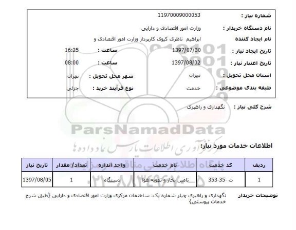 استعلام,استعلام نگهداری و راهبری