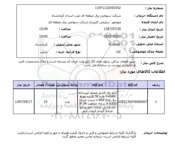 استعلام, استعلام خرید قطعات یدکی...