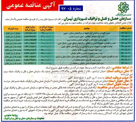 مناقصه عمومی, مناقصه تعمیر، نگهداری و آمایش انواع تابلوها ...