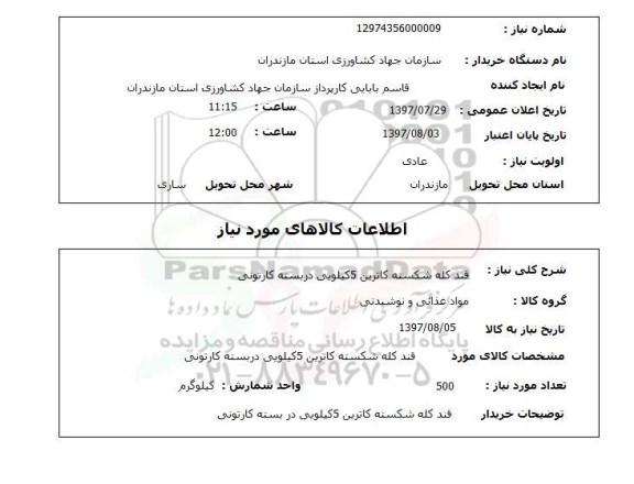 استعلام, قند