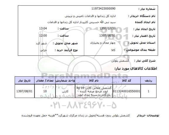 استعلام, کشمش پلویی 