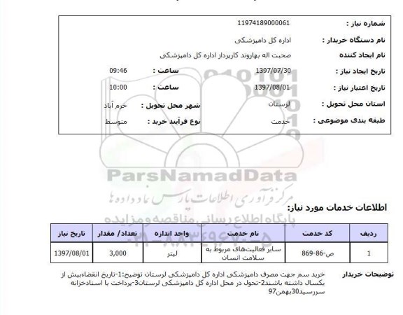 استعلام,استعلام سایر فعالیت های مربوط به سلامت انسان