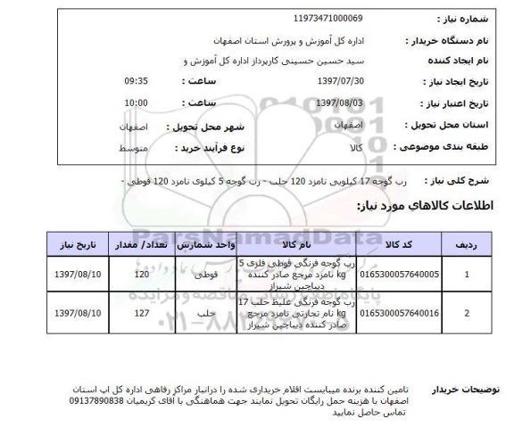 استعلام, استعلام رب گوجه ...