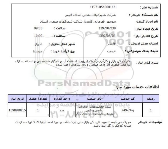 استعلام, استعلام کارگزار فن بازار و کارگزار برگزاری رویداد استارت آپ و ...