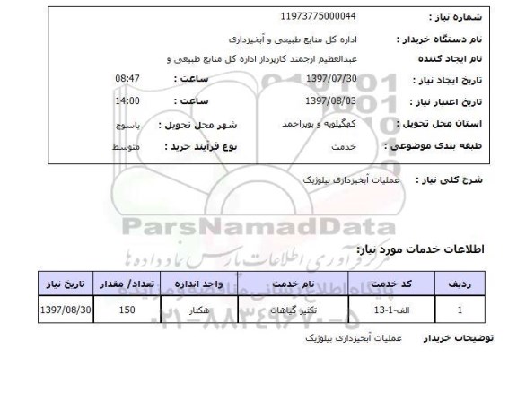 استعلام,عملیات آبخیزداری بیلوژیک