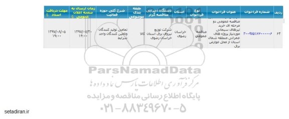 مناقصه عمومی, مناقصه خرید تیرهای سیمانی مورد نیاز