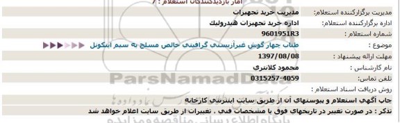 استعلام ، استعلام طناب غیر آزبستی گرافیتی 