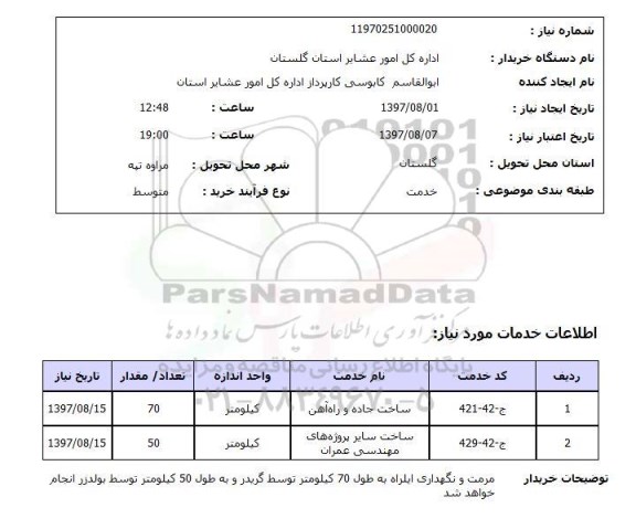 استعلام, استعلام ساخت جاده و راه آهن