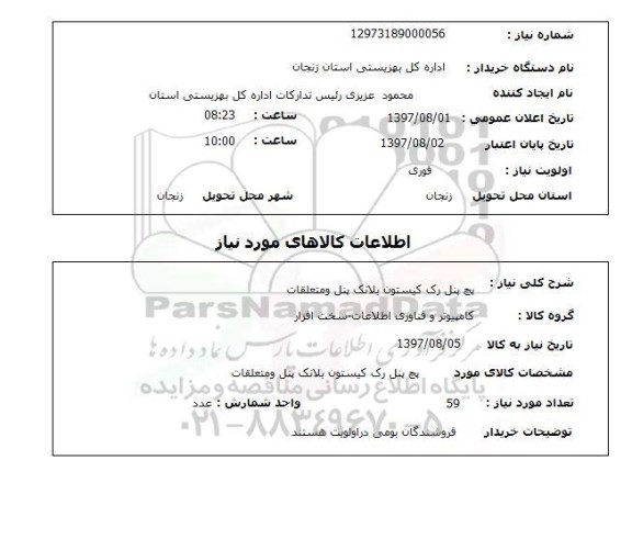 استعلام,استعلام پچ پنل رک کیستون بلانک پنل و متعلقات