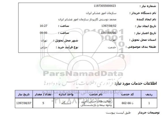 استعلام, استعلام فعالیت های جنبی تامین وجوه بیمه ...