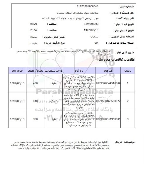 استعلام,استعلام سم ملاتیون