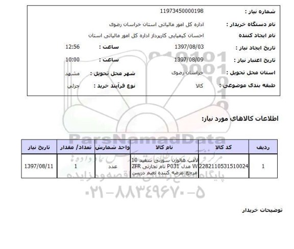 استعلام,لامپ هالوژن