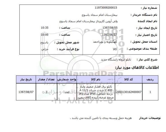 استعلام,تابلو ایزوله