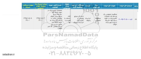 مناقصه عملیات آبخیزداری 