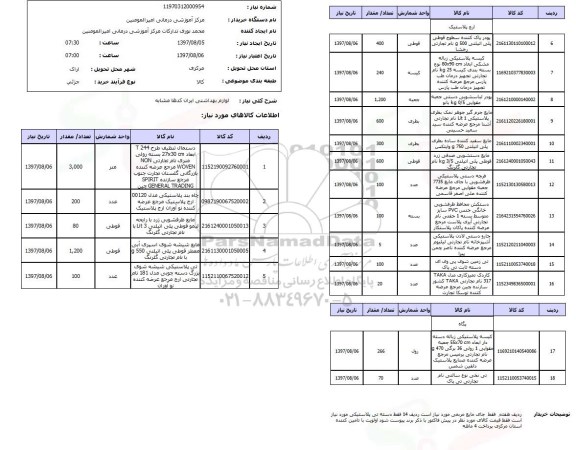 استعلام , استعلام لوازم بهداشتی ...