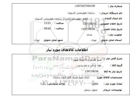 استعلام; استعلام شیر کم چرب ...