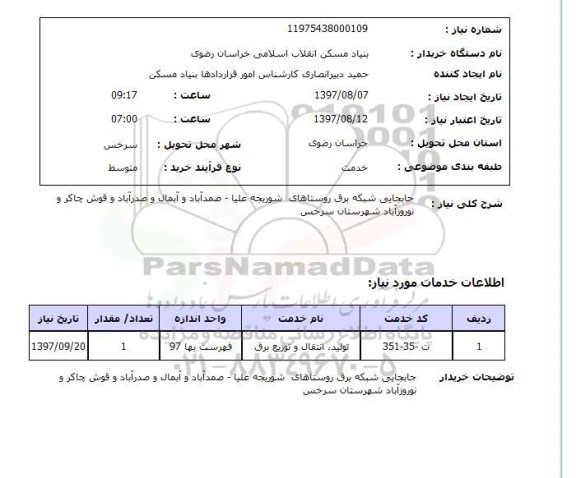 استعلام, جابجایی شبکه برق روستاهای ...