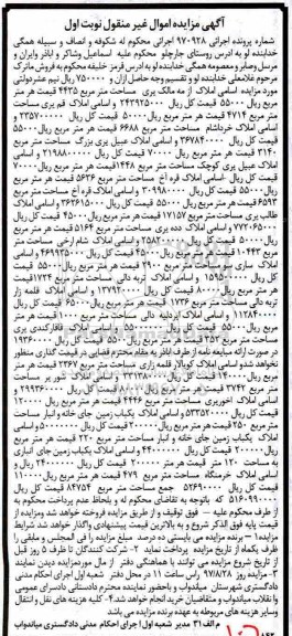 مزایده فروش ماترک املاک 4435 مترمربع