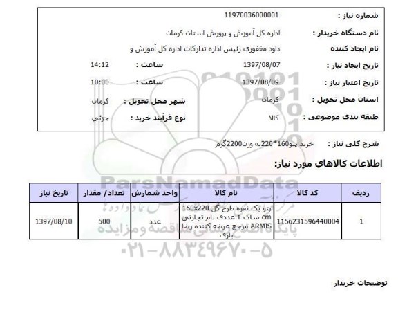 استعلام, خرید پتو 160*220