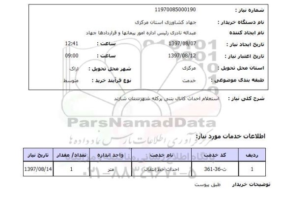 استعلام, احداث کانال بتنی