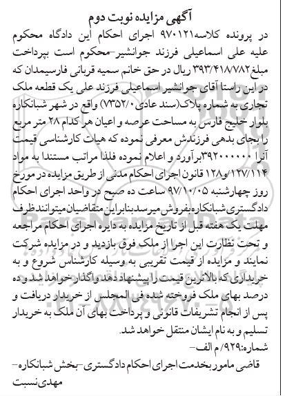 مزایده, مزایده ملک تجاری