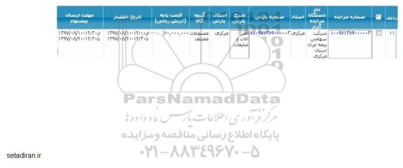مزایده , مزایده آهن آلات و ضایعات 