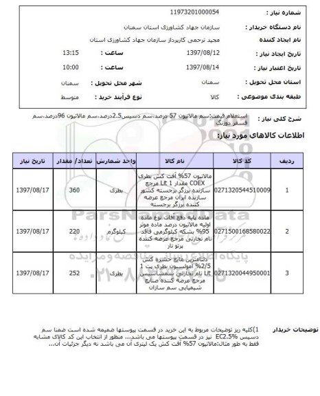 استعلام,استعلام سم ملاتیون