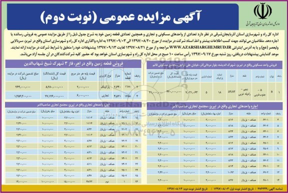 مزایده فروش و اجاره تعدادی از واحدهای مسکونی و تجاری - نوبت دوم 