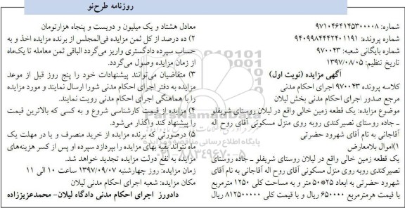 مزایده،مزایده قطعه زمین خالی 