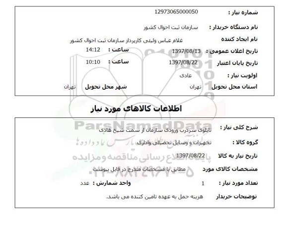 استعلام , استعلام تابلوی سردرب ورودی سازمان