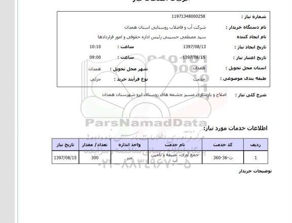 استعلام,استعلام اصلاح و بازسازی مسیر چشمه های روستا