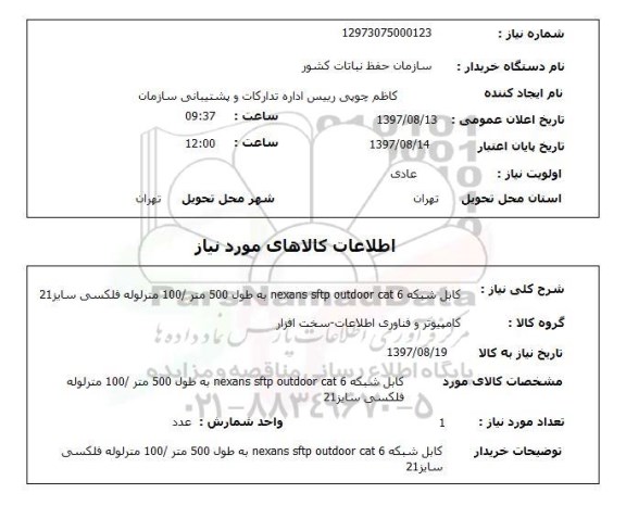 استعلام, استعلام کابل شبکه